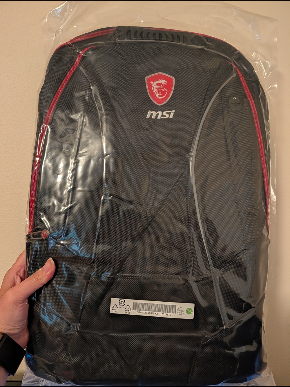 MSI Black and Red Tech Backpack with Padded Laptop Compartment NWT